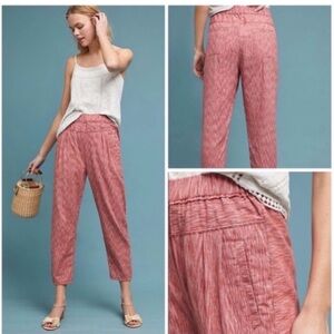 ☀️3/$25 Anthropologie | Longshore Cropped Heathered Pull On Pants XS pink red